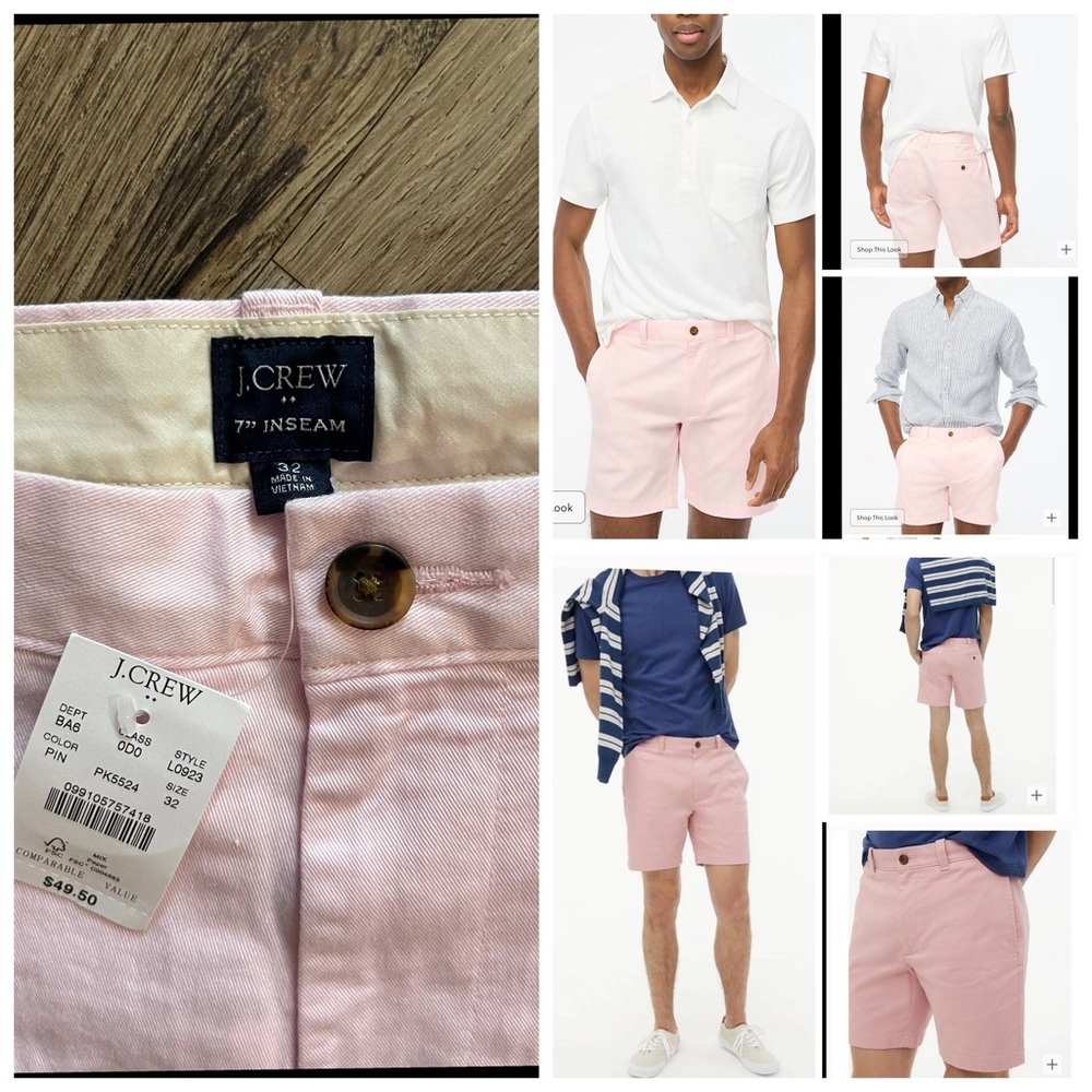 J.Crew 7" flex chino short. Pink